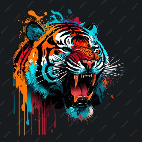 Premium Vector Colorful Roar Tiger Pop Art Vector Illustration