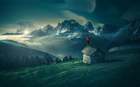 Maybe you would like to learn more about one of these? Download wallpaper 3840x2400 man, mountains, structure, mountain landscape, night 4k ultra hd 16 ...