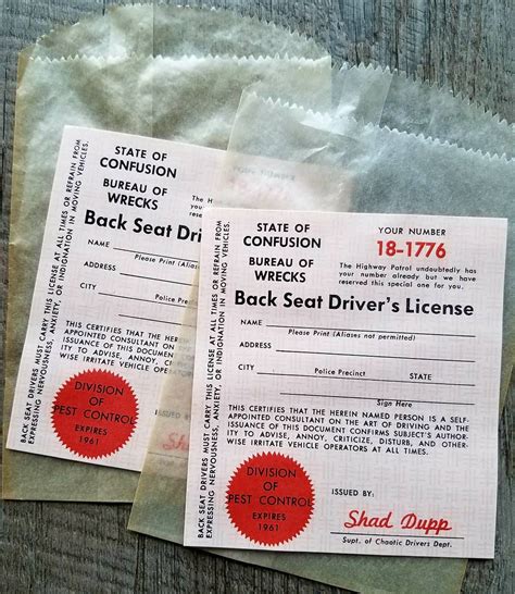 Dos Back Seat Drivers License De La Década De Etsy