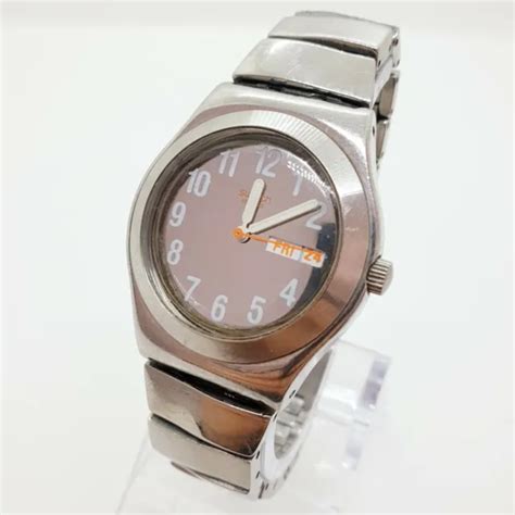 2007 Small Stainless Steel Swatch Irony Vintage Watch Modern Cool