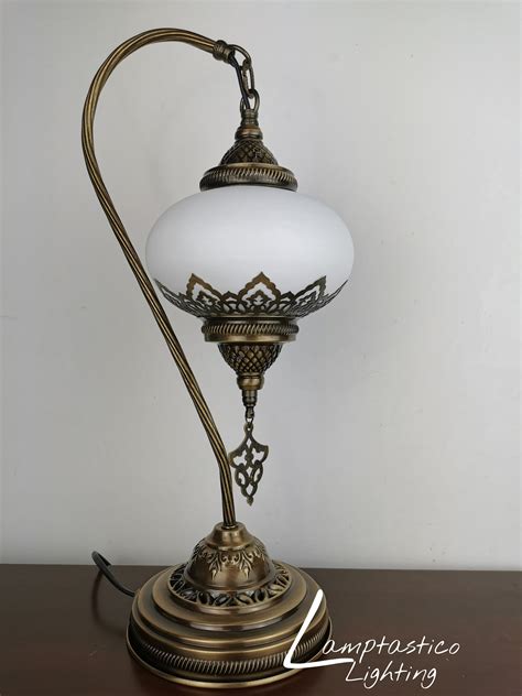 Crackle Clear Glass Swan Neck Table Lamp Ottoman Gooseneck Desk Lights