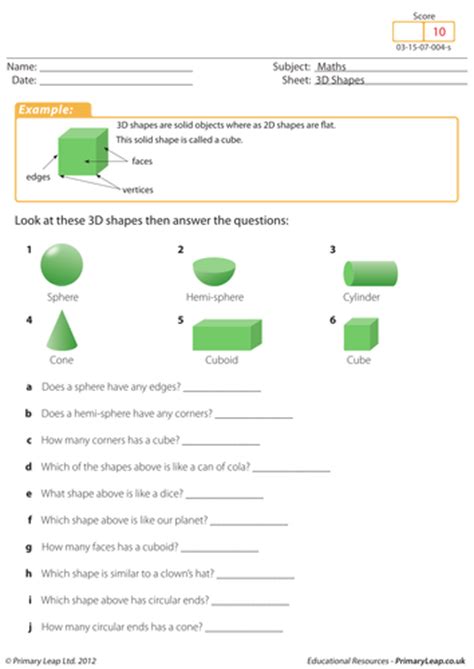 Understanding 3d Shapes Ks2 Maths Worksheet Teaching Resources