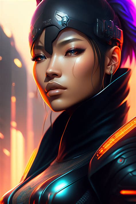Lexica Left Facingportrait Cyberpunk Black Cyborg Ninja Third