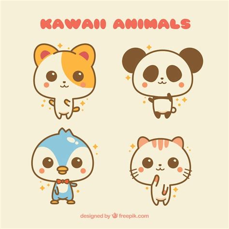 Premium Vector Kawaii Animals Set