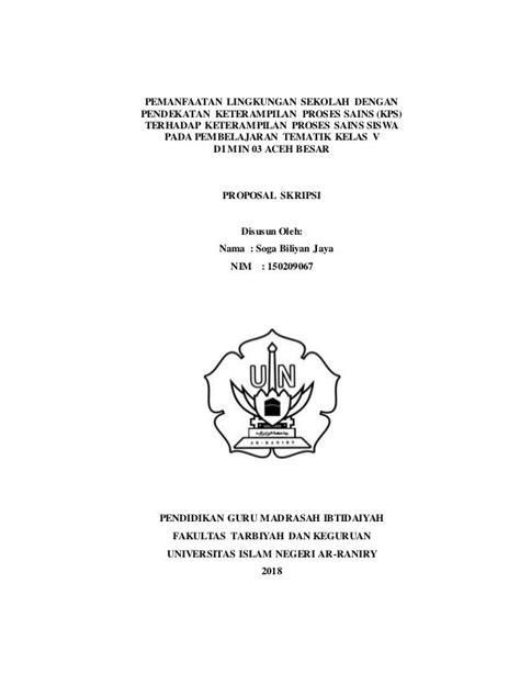 Contoh Proposal Skripsi Uin Ar Raniry