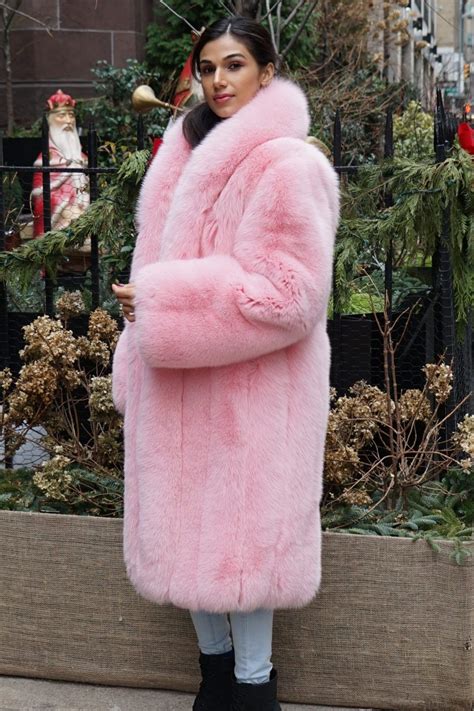 Pink Fox Coat Shawl Collar 23029 Marc Kaufman Furs Pink Faux Fur