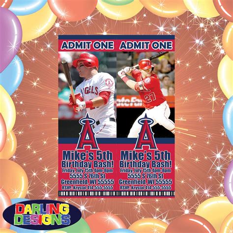 Mlb Los Angeles Angels Birthday Invitations High Quality 300 Etsy 日本