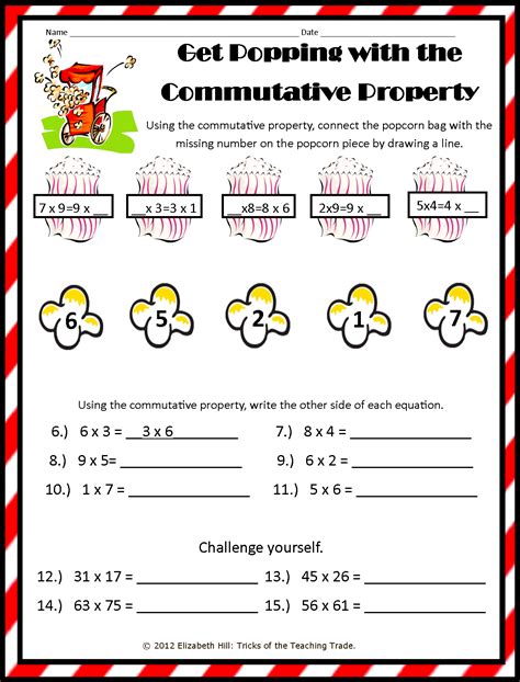 Commutative Property Of Multiplication Worksheets Th Grade Free