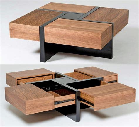 This Beautiful Wooden Coffee Table Has 4 Secret Drawers That Make For A