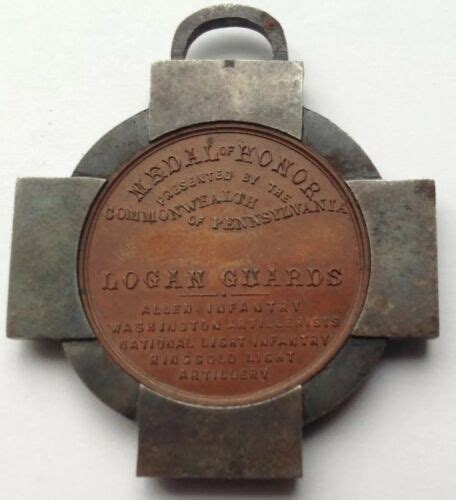 Civil War First Defender Medal Of Honor 1861 Pennsylvania Logan