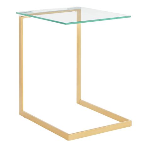 Lumisource Zenn Contemporary Clear Glass Gold Top End Table Tb Zenn Au Gls The Home Depot