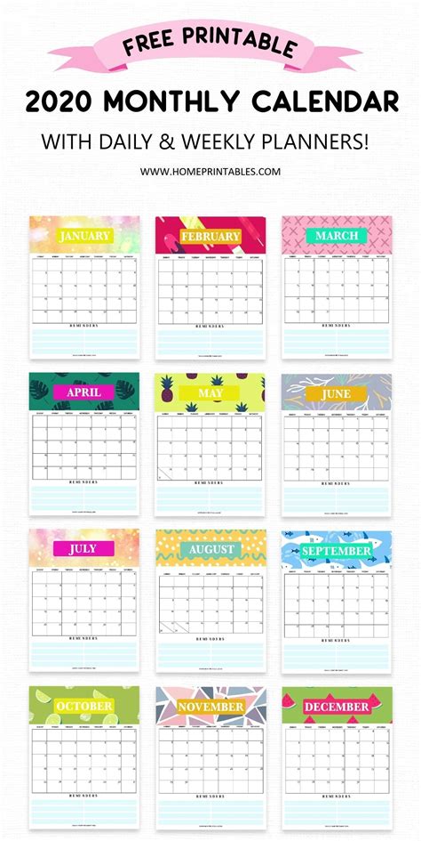 Printable Calendar Weekly 2020 Month Calendar Printable