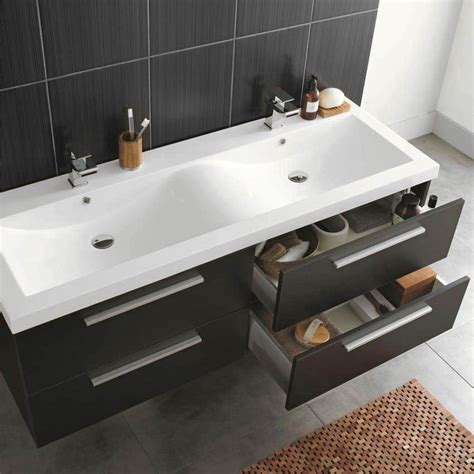 Sharing a bathroom can result in queuing for the basin before going to bed. Hudson Reed Quartet Double Basin Vanity Unit - Gloss Black ...