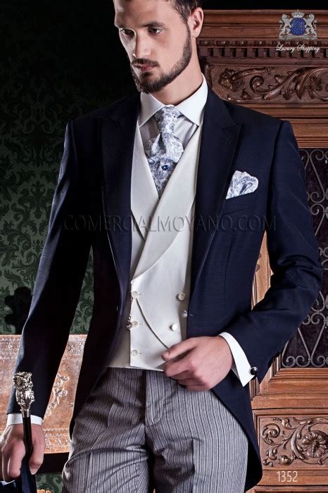 Elegant Blue Groom Frock Coat Cutting 1352