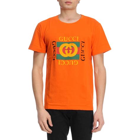 Gucci T Shirt Men T Shirt Gucci Men Orange T Shirt Gucci 493117