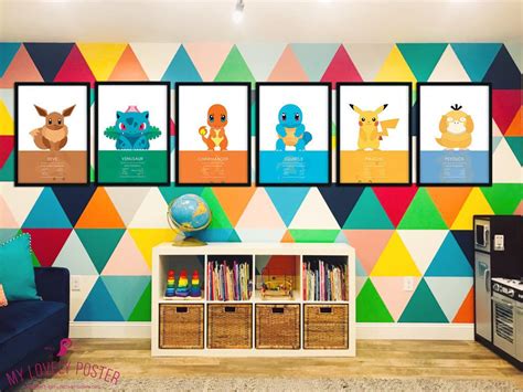 Pokemon Set Of 6 Posters Pokemon Go Wall Art Playroom Decor