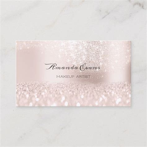 Sparkly Pink Glitter Makeup Artist Fashion Blog Appointment Card Nail