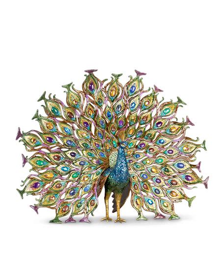 Jay Strongwater Stanton Fan Tail Peacock Figurine Neiman Marcus