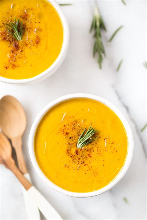 Butternut Squash Apple Soup Made With Roasted Vegetables Rosemary