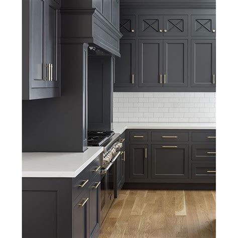 Black cabinet pull, hollow square bar construction, stainless steel material resist scratches and corrosion. Dark cabinets, white tile, gold handles in this gorgeous ...