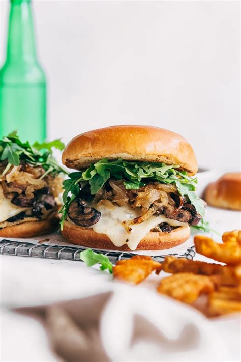 Spread the buns with the ketchup mixture; Rockin' Sweet Onion Mushroom Swiss Burgers Recipe | Little ...