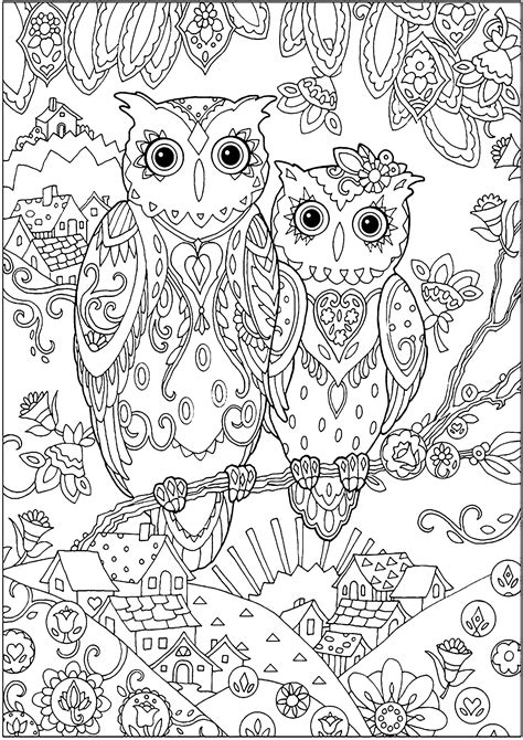 Two Owls Owls Coloring Pages For Adults Just Color Owl Coloring Pages