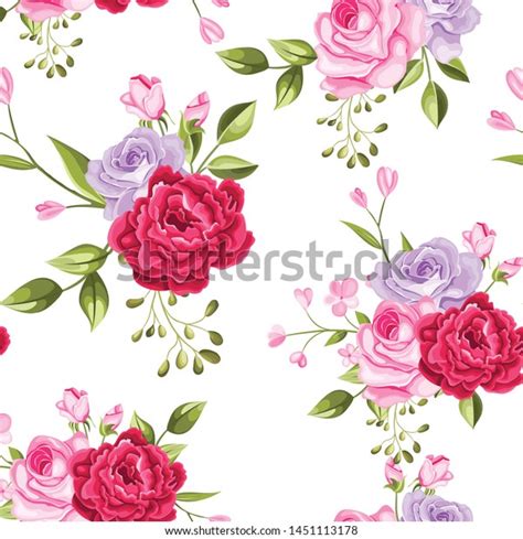 Beautiful Seamless Pattern Flowers Leaves Stock Vector Royalty Free