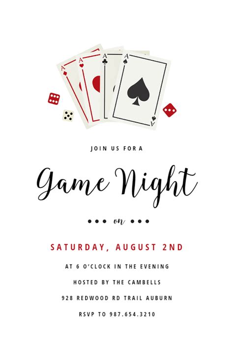 poker game night sports games invitation template