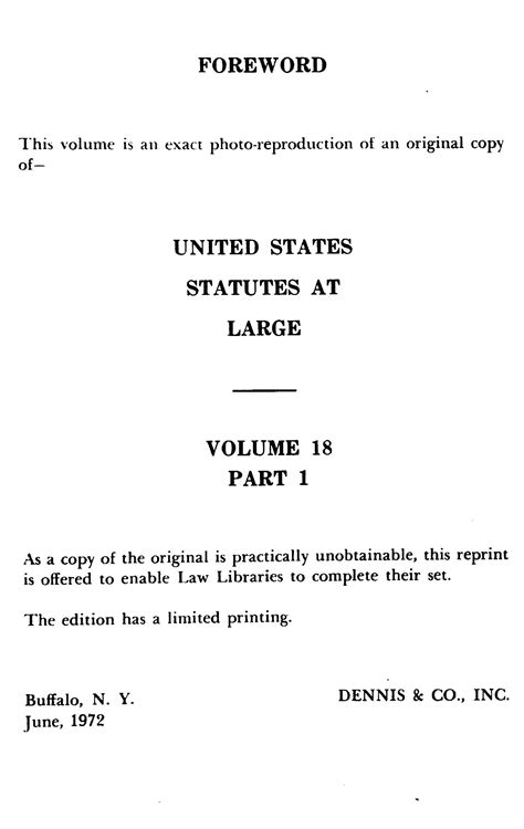 U S Statutes At Large Volume 18 1873 1875 43rd Congress Revised Statues In Force Relating