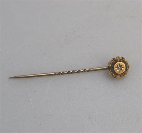 Antique Victorian Jewellery A 15ct Gold And Diamond Stick Tie Pin C