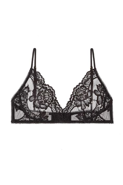 Rosa Scalloped French Lace Bralette In Black Ivory Or Rose Pink