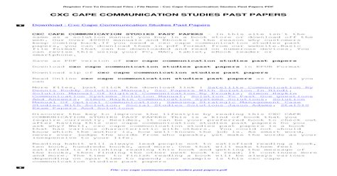 Cxc Cape Communication Studies Past Papers Cxc Cape