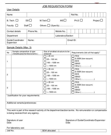 Free 12 Job Requisition Forms In Pdf Ms Word