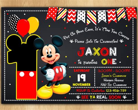 Culturatudela Mickey Mouse Picture Invitations