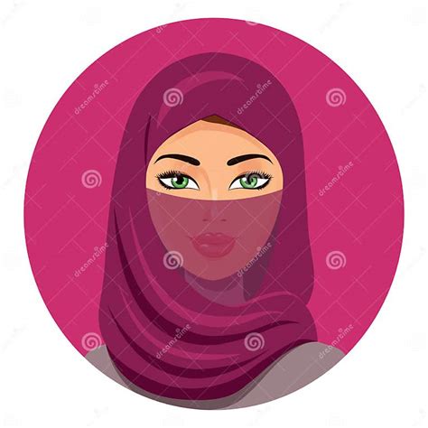 Beautiful Muslim Woman In A Hijab Closed Face Veil Isolated Vector