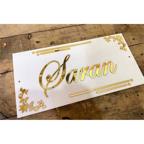 Home Door Name Plate Golden Acrylic Solid Letters Hitchki