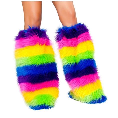 Rainbow Fur Leg Warmers