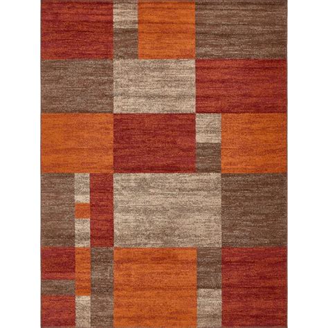 Unique Loom Autumn Geometric Traditional Area Rugs Red