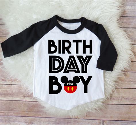 Download Birthday Boy Mickey Mouse Personalized Raglan Shirt Mickey