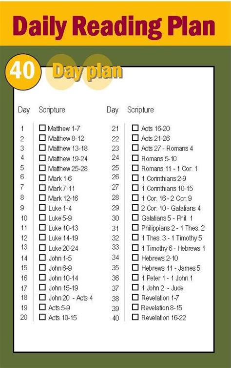 Printable Daily Bible Reading Plan