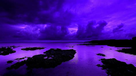 Purple Beach With Cloudy Sky During Sunset Hd Purple Wallpapers Hd Wallpapers Id
