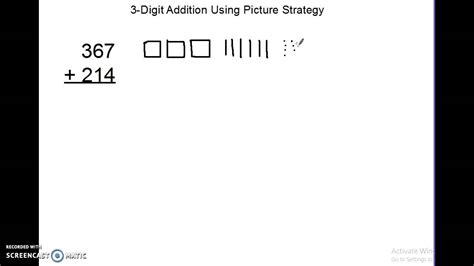 3 Digit Addition Using Picture Strategy Youtube