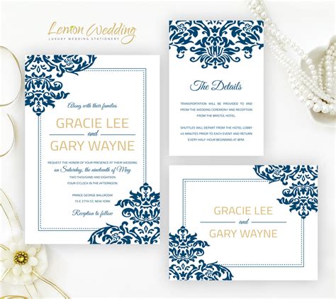 Royal Blue Wedding Invitations Lemonwedding