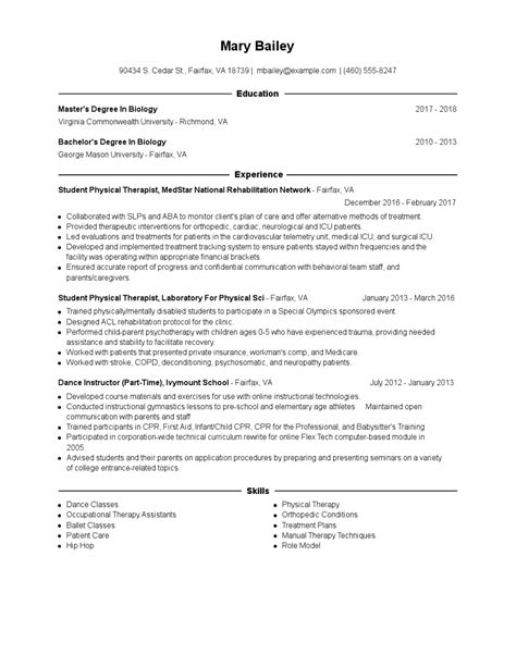 Resume writing tips for 2020. Student Physical Therapist Resume Examples and Tips - Zippia