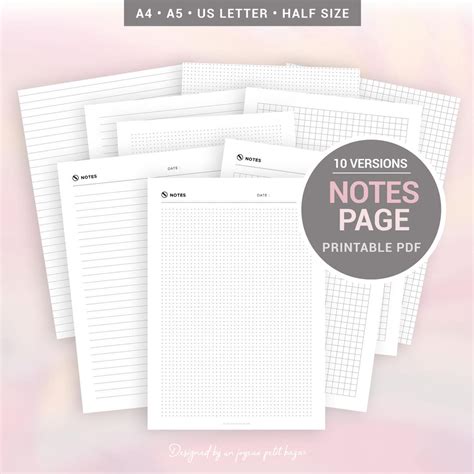 Dot Grid Paper Graph Paper And Ruled Paper Printable Planner Inserts