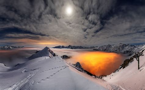 Ice Mountain Nature Sunset Sky Photo Landscape Hd