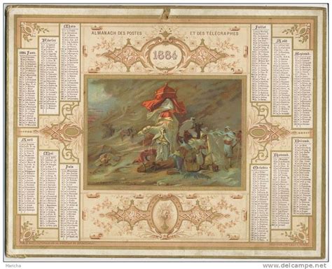 Calendrier 1884 Marchand Cigale Et Fourmi Banque Postale