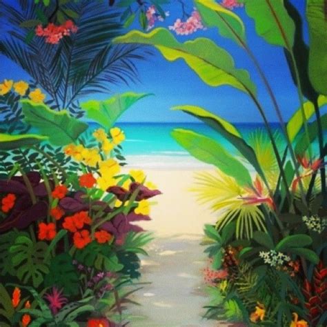 Tropical Painting Caribbean Art Surf Art Island Art