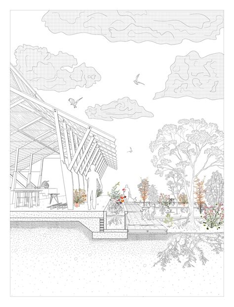 Trace with marker and color. Canal House + Garden Section | Landscape architecture graphics, Architecture drawing, Diagram ...