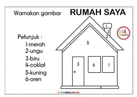 Lembaran Kerja Warna Rumah Saya Prasekolah Kitpramenulis